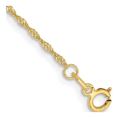 10K Yellow Gold 1.1mm Singapore Chain Bracelet