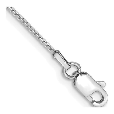 10K White Gold 0.9mm Box Chain Bracelet