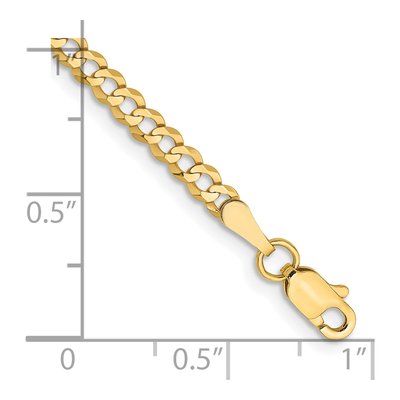 10K Yellow Gold 3.1mm Flat Cuban Chain Bracelet – view 2