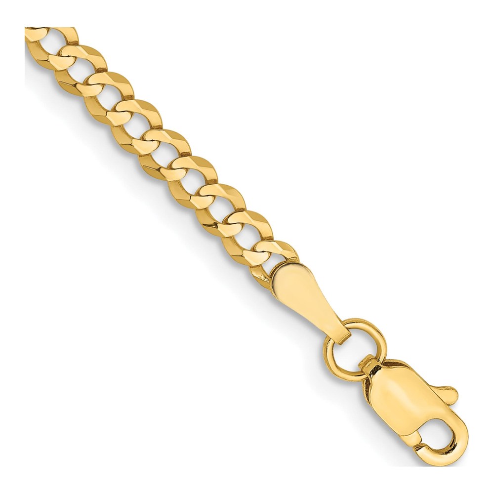 10K Yellow Gold 3.1mm Flat Cuban Chain Bracelet