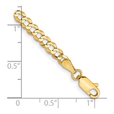 10K Yellow Gold 3.7mm Flat Cuban Chain Bracelet – view 2