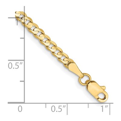 10K Yellow Gold 3mm Open Concave Curb Chain Bracelet – view 2