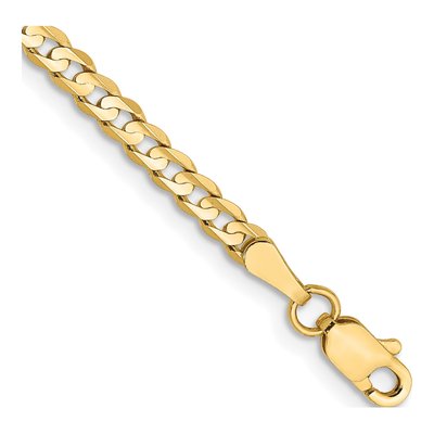 10K Yellow Gold 3mm Open Concave Curb Chain Bracelet