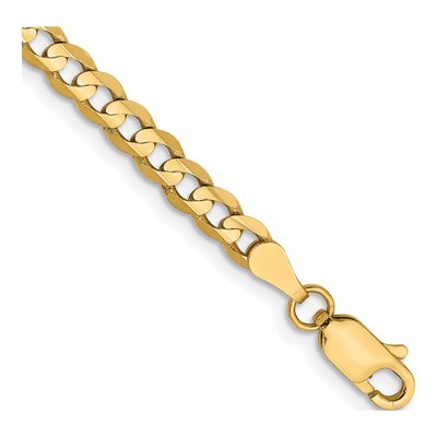 10K Yellow Gold 3.8mm Open Concave Curb Chain Bracelet