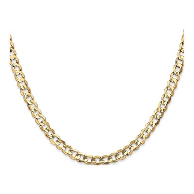 10K Yellow Gold 4.5mm Open Concave Curb Chain – view 2