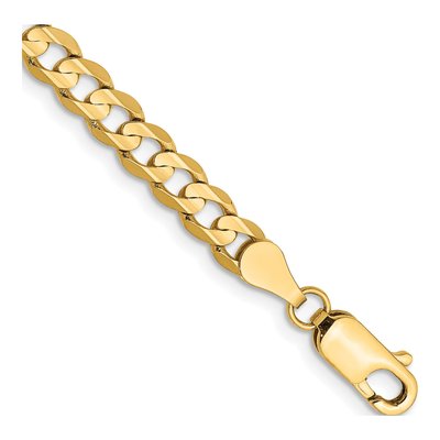 10K Yellow Gold 4.5mm Open Concave Curb Chain Bracelet