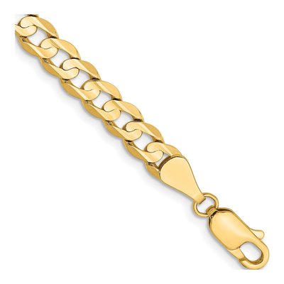 10K Yellow Gold 5.25mm Open Concave Curb Chain Bracelet
