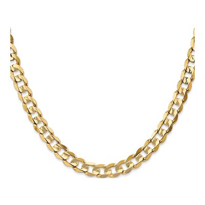 10K Yellow Gold 6.75mm Concave Open Curb Chain – view 2