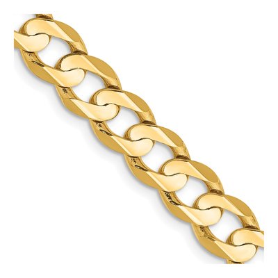 10K Yellow Gold 6.75mm Concave Open Curb Chain