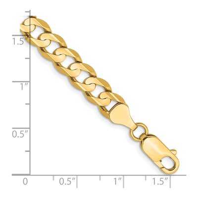 10K Yellow Gold 6.75mm Open Concave Curb Chain Bracelet – view 2