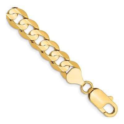 10K Yellow Gold 7.5mm Open Concave Curb Chain Bracelet