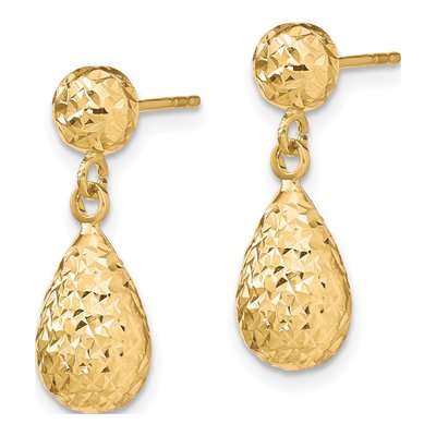 10K Yellow Gold Diamond-Cut Dangle Earrings – view 3