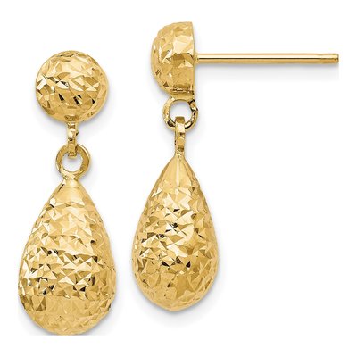 10K Yellow Gold Diamond-Cut Dangle Earrings