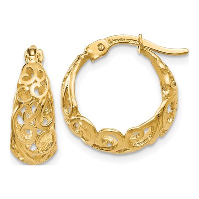 10K Yellow Gold 15mm Hoop Earrings