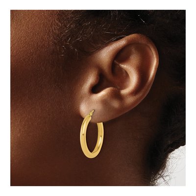 10K Yellow Gold 25mm Hoop Earrings – view 4