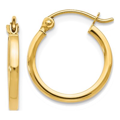10K Yellow Gold 15mm Hoop Earrings