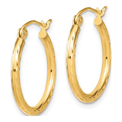 10K Yellow Gold 20mm Diamond-Cut Hoop Earrings – view 3