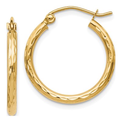 10K Yellow Gold 20mm Diamond-Cut Hoop Earrings