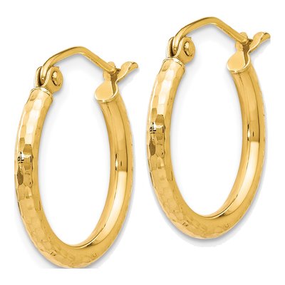 10K Yellow Gold 17mm Diamond-Cut Hoop Earrings – view 3
