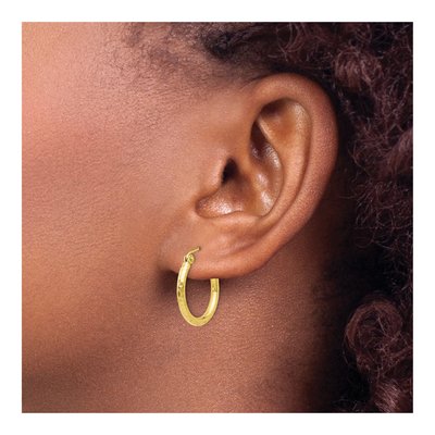 10K Yellow Gold 17mm Diamond-Cut Hoop Earrings – view 4