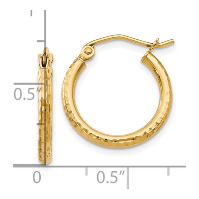 10K Yellow Gold 17mm Diamond-Cut Hoop Earrings – view 5