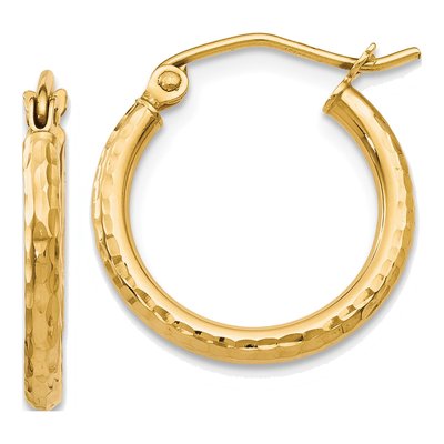 10K Yellow Gold 17mm Diamond-Cut Hoop Earrings