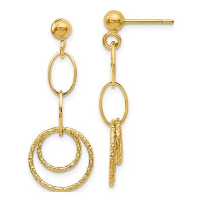 10K Yellow Gold Textured Dangle Earrings