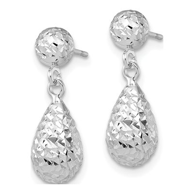 10K White Gold Diamond-Cut Dangle Earrings – view 3