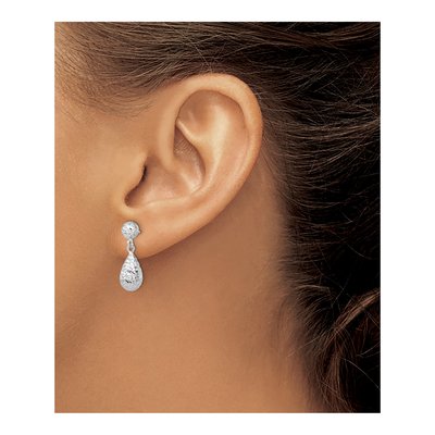 10K White Gold Diamond-Cut Dangle Earrings – view 4