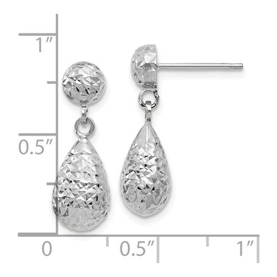 10K White Gold Diamond-Cut Dangle Earrings – view 5