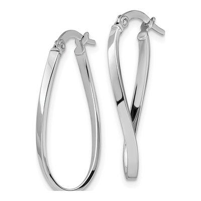 10K White Gold Oval Hoop Earrings – view 3