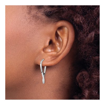 10K White Gold Oval Hoop Earrings – view 4