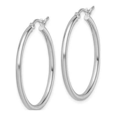 10K White Gold 30mm Hoop Earrings – view 3