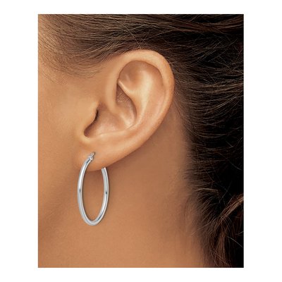 10K White Gold 30mm Hoop Earrings – view 4