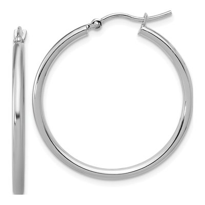 10K White Gold 30mm Hoop Earrings