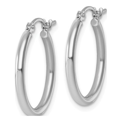 10K White Gold 20mm Hoop Earrings – view 3