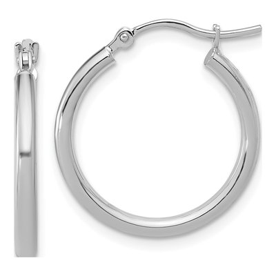 10K White Gold 20mm Hoop Earrings