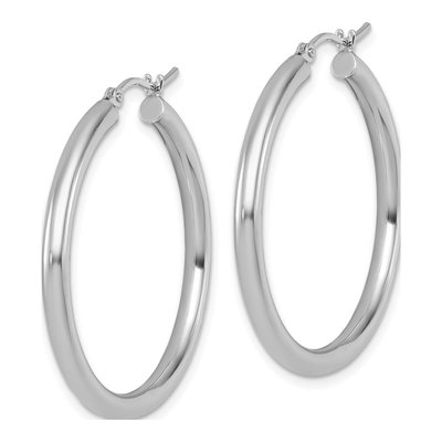 10K White Gold 35mm Hoop Earrings – view 3