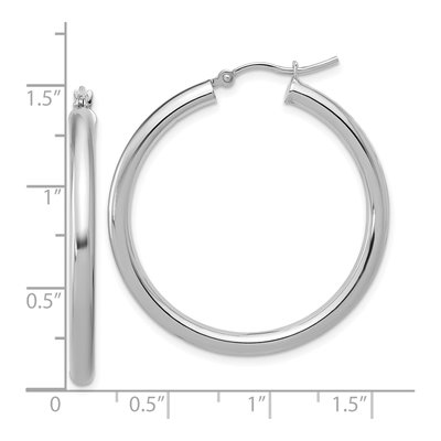 10K White Gold 35mm Hoop Earrings – view 5