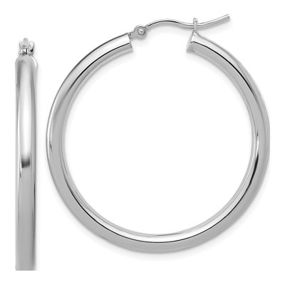10K White Gold 35mm Hoop Earrings