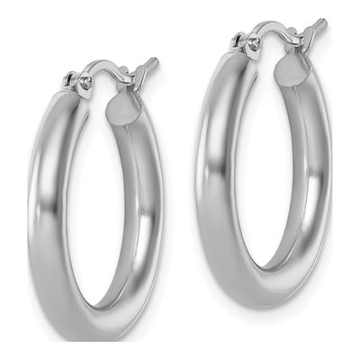 10K White Gold 20mm Hoop Earrings – view 3