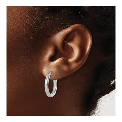 10K White Gold 20mm Hoop Earrings – view 4
