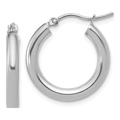 10K White Gold 20mm Hoop Earrings