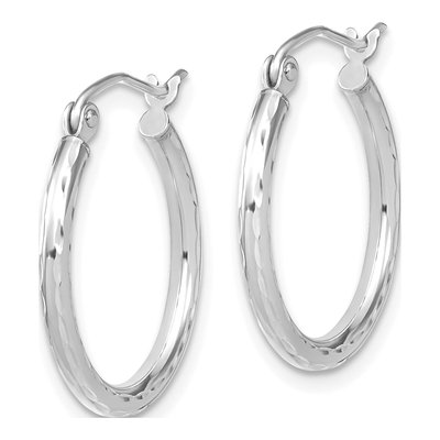 10K White Gold 20mm Diamond-Cut Hoop Earrings – view 3