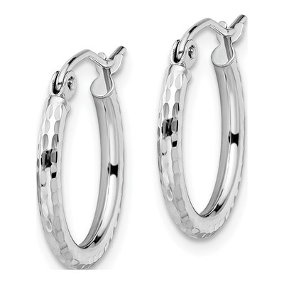 10K White Gold 17mm Diamond-Cut Hoop Earrings – view 3