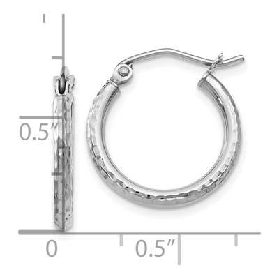 10K White Gold 17mm Diamond-Cut Hoop Earrings – view 5