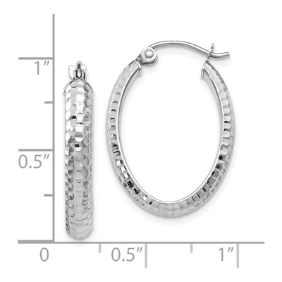10K White Gold Diamond-Cut Hoop Earrings – view 5