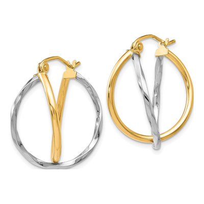 10K Two-Tone Gold Hoop Earrings – view 3