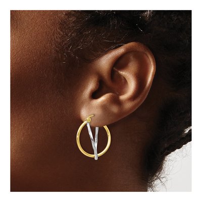 10K Two-Tone Gold Hoop Earrings – view 4