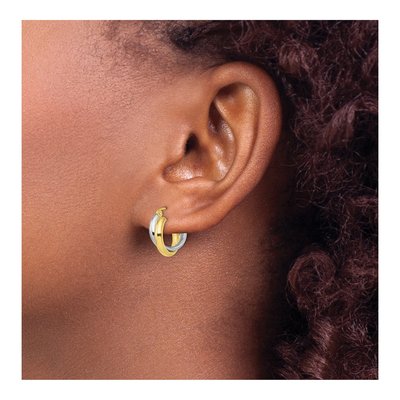 10K Two-Tone Gold 14mm Hoop Earrings – view 4